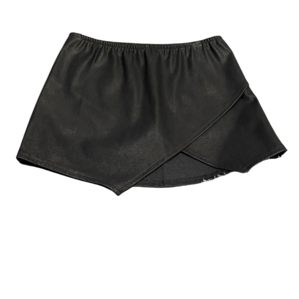 Olivaceous Faux Leather Skort